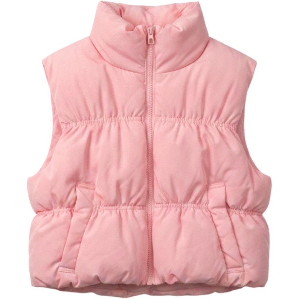 H&M Divided Pink Puffer Vest Zip Up Quilted Sleeveless Jacket XS P/N 1083326 7